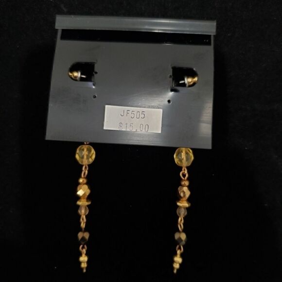 Robert Rose Runway Dangle Gold Bronze beaded - Picture 3 of 4